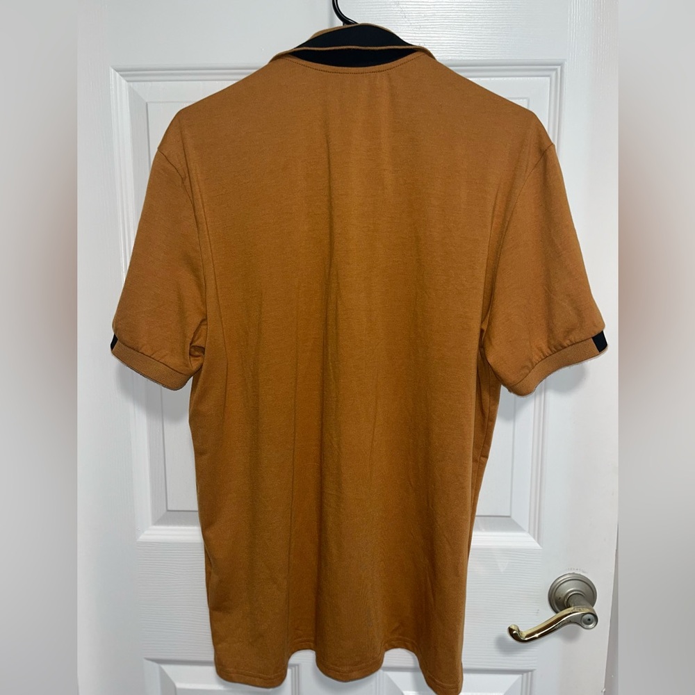 Shein Manfinity Men Contrast Trim Polo Shirt, size L - Picture 5 of 7